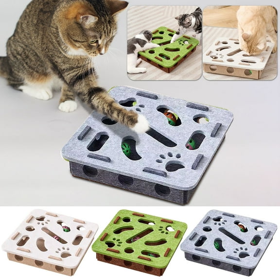AYktou Interactive Cat Puzzle Box Indoor Hunting Playing, Nylon Cat Digging Scene Indoor Puzzle Game Box with 3 Random Color Balls Pet Box Game for Stimulating Interest and Instincts