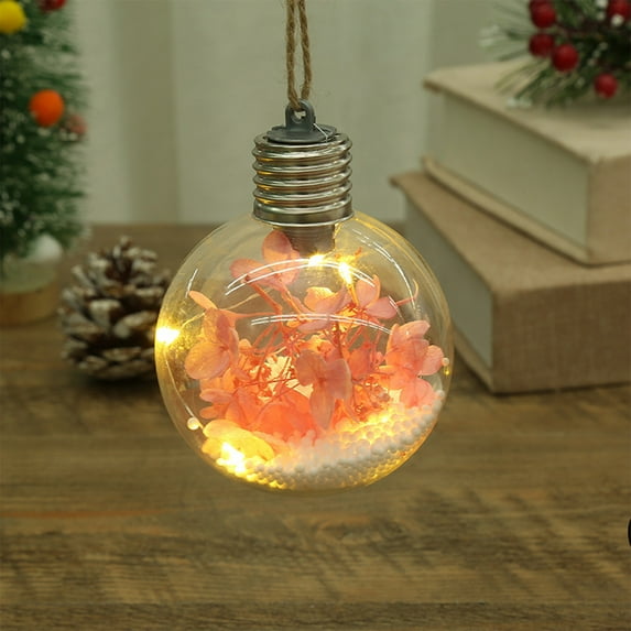 AYktou LED Christmas Decorations Ball, Glowing Spherical Glass Christmas Balls Ornaments Foam Balls Transparent Hanging Bottle Ornaments for Halloween DIY Christmas Tree Wedding Tree Decor, Pink