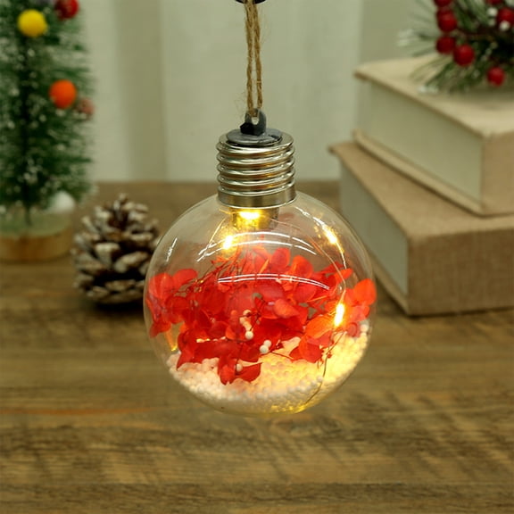 AYktou LED Christmas Decorations Ball, Glowing Spherical Glass Christmas Balls Ornaments Foam Balls Transparent Hanging Bottle Ornaments for Halloween DIY Christmas Tree Wedding Tree Decor, Red