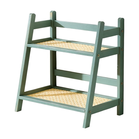 AYktou Ladder Desktop Hutch Shelf, 2-Tier Multipurpose Wooden Bookshelf Storage Shelf Space-Saving countertop Organizer Storage Rack Desk Hutch Multipurpose Display Rack for Home Office, Gray