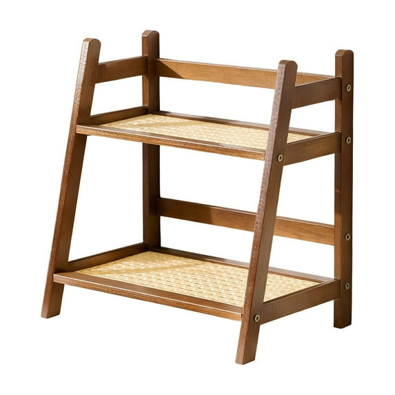 AYktou Ladder Desktop Hutch Shelf, 2-Tier Multipurpose Wooden Bookshelf Storage Shelf Space-Saving countertop Organizer Storage Rack Desk Hutch Multipurpose Display Rack for Home Office, Gray