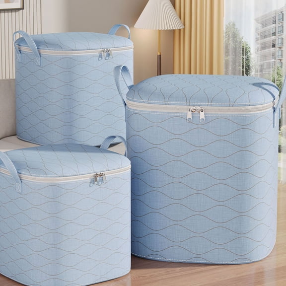 AYktou Large Capacity Clothes Storage Bags, Foldable Closets Organizers Clothes Storage Bins with Reinforced Handle & Lids Storage Box for Clothing Blanket Comforter Bed Sheet, 20×16×20 Inch