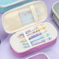 thumbnail image 1 of AYktou Large Capacity Pencil Case, Blocking Color Stitching Canvas Pencil Bags, Multi-Pocket Zipper Pen Organizer Bags with Slots, Stationery Storage Bags for Phone Jewelry Glasses Travel Supplies, 1 of 7
