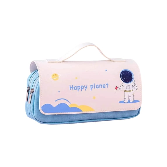 AYktou Large Capacity Pencil Case Pouch, Flip Zipper Pens Pencil Pouch, Double-Layer Portable Handheld Stationery Bag, Astronaut Pen Pencil Box Stationery Organizer for Home Office Supplies