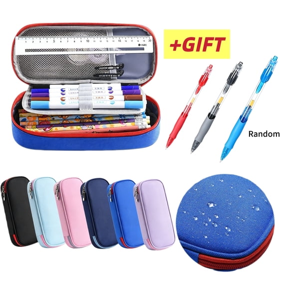 AYktou Large Capacity Pencil Cases, Simple Multiple Compartments Storage Pouch Marker Pen Pencil Case with Handle, Portable Stationery Bag Pencil Pouch Office Stationery Organizer for Men & Women