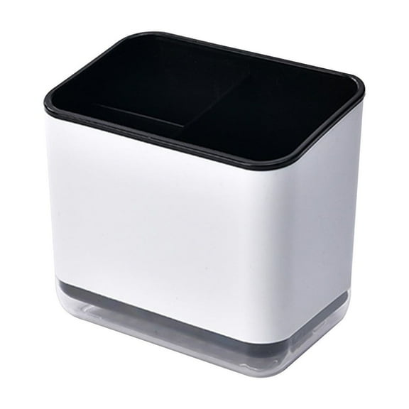 AYktou Large Capacity Tableware Storage Bucket, Kitchen Organizer Multi-Functional Cutlery Storage Box with 3 Compartments, Fork Spoon Draining Rack Chopsticks Holders for Countertop, Black