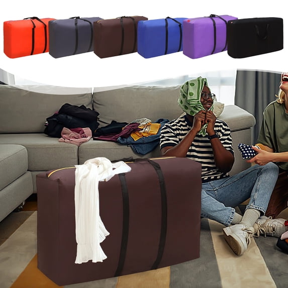 AYktou Large Clothing Storage Bags with Handles, 100L Foldable Christmas Tree Storage Bag Clothes Moving Bags Multi-Functional Canvas Bag Storage Suitcase for Storing Quilts Blankets Pillows