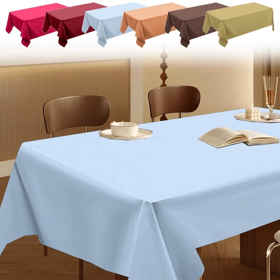 AYktou Large Rectangle Table Cloths, 72×54 Inch Solid Color Disposable Plastic Tablecloth Wipe Clean Party Table Covers Oil Spill Proof Stain Table Cloth for Birthday Wedding Picnic Home Decor