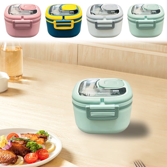 AYktou Lunch Box for Wome and Man, Large Capacity Insulated Bento Box with Foldable Handle Leakproof Lunch Container Including Spoon Sauce Box Portable Food Storage Container for Office Picnics