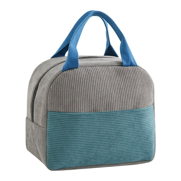 AYktou Lunch Box for Women,Corduroy Lunch Box Thickened Aluminum Foil,Waterproof Lunch Bag with Sturdy Handle & Side Pocket,Portable Insulated Lunch Bag for Work,Travel,Shopping