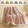 thumbnail image 1 of AYktou Luxurious Warm Flannel Throw Blankets, 39×59 Inch Cozy Thickened Bubble Plush Nap Blanket Soft Sofa Blanket Imitation Woven Pattern Quilt Festival Decor for Bed Couch Office Camping, Pink, 1 of 7