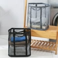 thumbnail image 1 of AYktou Mesh Collapsible Laundry Baskets, Household Foldable Laundry Hamper Over The Door/ Washing Machine Wall Hanging Space Saving Laundry Bags Breathable Storage Bags with Support Opening, Black, 1 of 7
