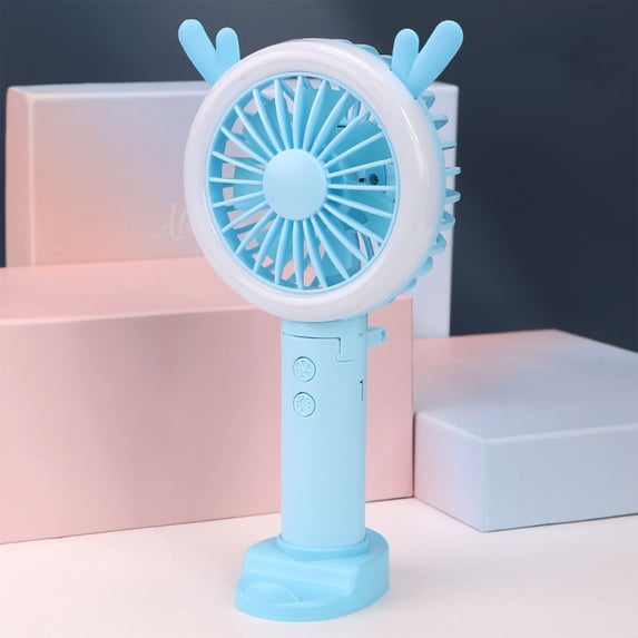 AYktou Mini Portable Fan, Hand Fan Summer Gift Cute Ears Design Folding Mini Fan, USB Rechargeable Personal Fan with Nightlight, Removable Base Stand Handheld Fan for Indoor Outdoor Travel Camping
