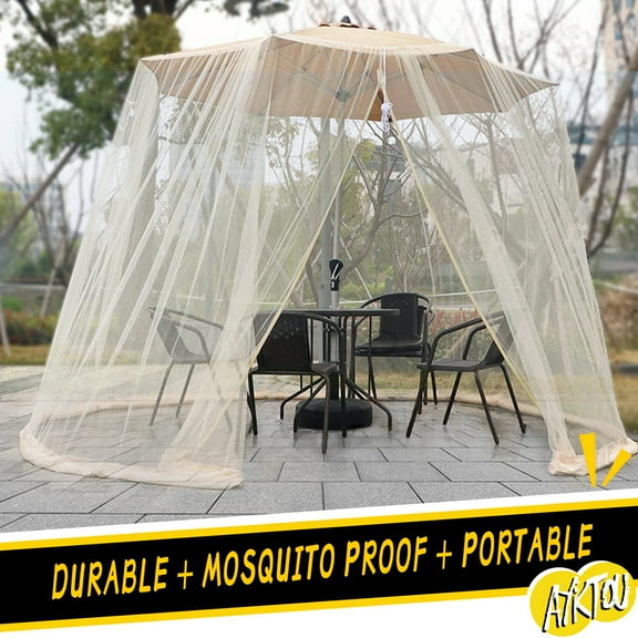 AYktou Mosquito Net,Mosquito Netting for Patio,Double-Sided Umbrella Netting for Outdoor Umbrellas with Double Zipper Door and Adjustable Rope(a Mosquito Net)