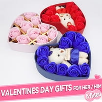 AYktou Mother's Day Heart-Shaped Pink Rose Flower and Teddy Bear Gift Box,Perfect Gift for Christmas,Valentine's Day,Weddings,Anniversary,Birthday or Proposal