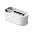 thumbnail image 1 of AYktou Multi-Functional Tissue Box Cover, Modern Style Facial Tissue Box Holders with 2-Compartment Pencil Case Toothbrush Holders, Tissue Boxes for Bathroom Living Room Office Car Decor, 1 of 6