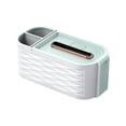 thumbnail image 1 of AYktou Multi-Functional Tissue Box Cover, Modern Style Facial Tissue Box Holders with 2-Compartment Pencil Case Toothbrush Holders, Tissue Boxes for Bathroom Living Room Office Car Decor, 1 of 6
