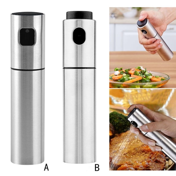 AYktou Oil Sprayer for Cooking, 100Ml/3.4Oz Stainless Steel Sprayer Mister Bottle Refillable Kitchen Olive Oil Sprayer Mister Portable Gadgets for Baking, Bbq, Frying, Roasting, Home & Picnic