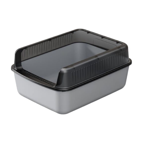 AYktou Open Cat Litter Box with High Side, Semi-Enclosed Double-Layer Detachable Cats Litter Pan, Anti-Splashing Kitten Toilet Easy Cleaning Non-Scratch Leak Proof Cat Box