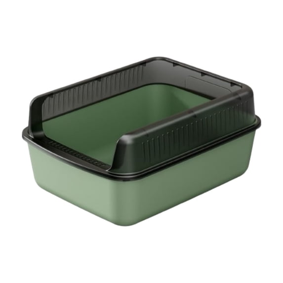 AYktou Open Cat Litter Box with High Side, Semi-Enclosed Double-Layer Detachable Cats Litter Pan, Anti-Splashing Kitten Toilet Easy Cleaning Non-Scratch Leak Proof Cat Box