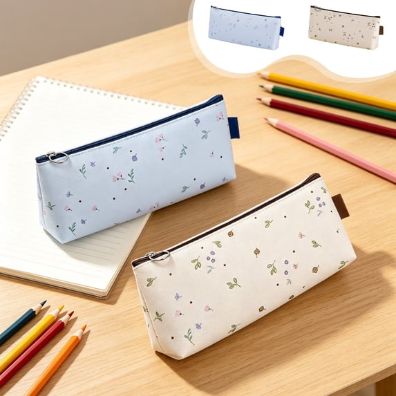 AYktou Pencil Case Pencil Bag Makeup Bag for Purse, Waterproof & Stain-Resistant Stationery Storage Case, Portable Large Capacity Pencil Pouch Travel Makeup Brush Bag, Floral Pen Bag for Home Office