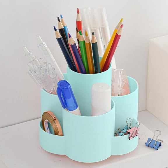 AYktou Pencil Pen Holder for Desk, 7 Slots 360° Rotating Desk Organizers Desktop Stationery Supplies Pencil Cup Pot, Large Capacity Makeup Brushes Holder Pencil Holder for Office, Home