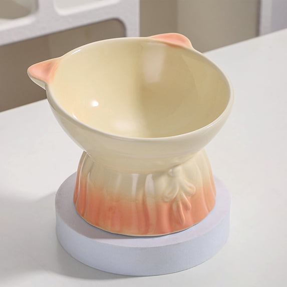 AYktou Pet Food Bowl - Ceramics Cat Bowls Dog Bowls, Large Capacity Raised Cat Food Bowl Small Dog Water Bowl Neck Protection Raised Pet Feeder Cute Non-Slip Drinking Bowl Cat Dish
