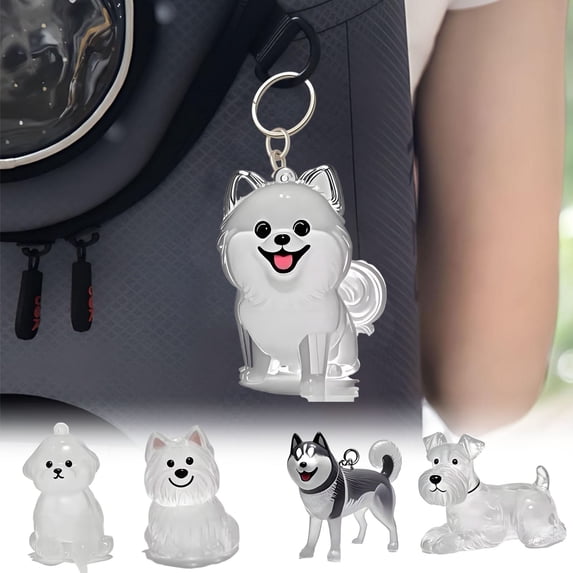 AYktou Pet Hair Collector Keychains, 2 Inch Transparent Bottle Dog Hair Collector Cute Keyring Bag Charms Car Hanging Puppy Rabbit Cat Hair Collector Collecting Hair Keepsake Portable Pendants