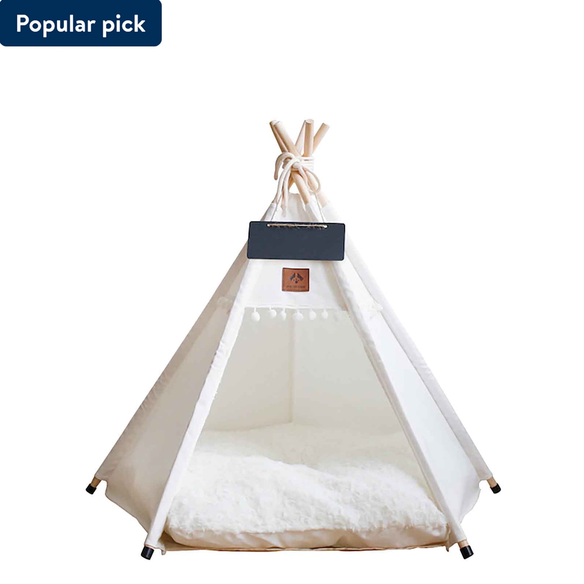 AYktou Pet Tent for Small Dogs 23.6in*23.6in*27.8inch Portable Foldable Pet Teepee with Thick Cushion Washable Dog Pet Tent Bed with Blackboard for Indoor Outdoor( L Size)