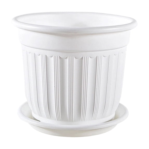 AYktou Planter Pot with Drainage Hole & Saucer, Vintage Style Round Pots for Plants, Imitation Pottery Flowerpot Breathable Rhizome Controlling Pot Plants Containers for Garden Terrace Balcony