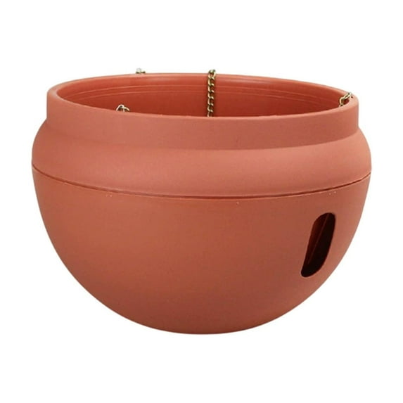 AYktou Plastic Hanging Planters for Indoor Plants, Indoor & Outdoor Garden Hanging Pot with Holes and Chain, 7×5 Inch Decorative Hanging Baskets for Garden Porch Plants/Artificial Flower, Red