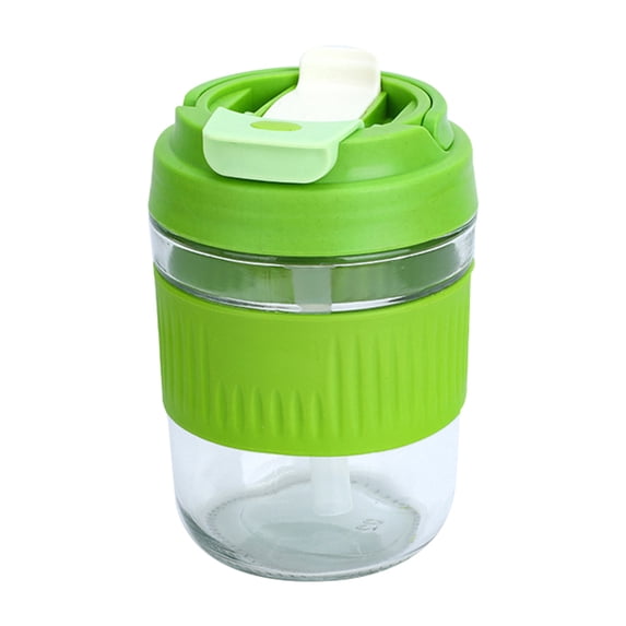 View of AYktou Portable Glass Cups with Straw, Cute Car Seating Area Drinking ...