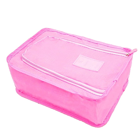AYktou Portable Shoe Organizer & Shoe Storage Bag with Mesh Interlayer, 12×5×8 Inch Multi-Functional Travel Bag Foldable Shoe Tote Bag Towels Clothes Storage Box for Women & Men, Pink
