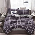 thumbnail image 1 of AYktou Queen Size Comforter Set 4 Piece, 59×79 Inch Plain Plaid Breathable Bedding Set with Bed Sheet & Quilt Cover & 2 Pillowcases, Soft Bed Comforter Double-Sided Diagram Alternative Comforter, 1 of 9