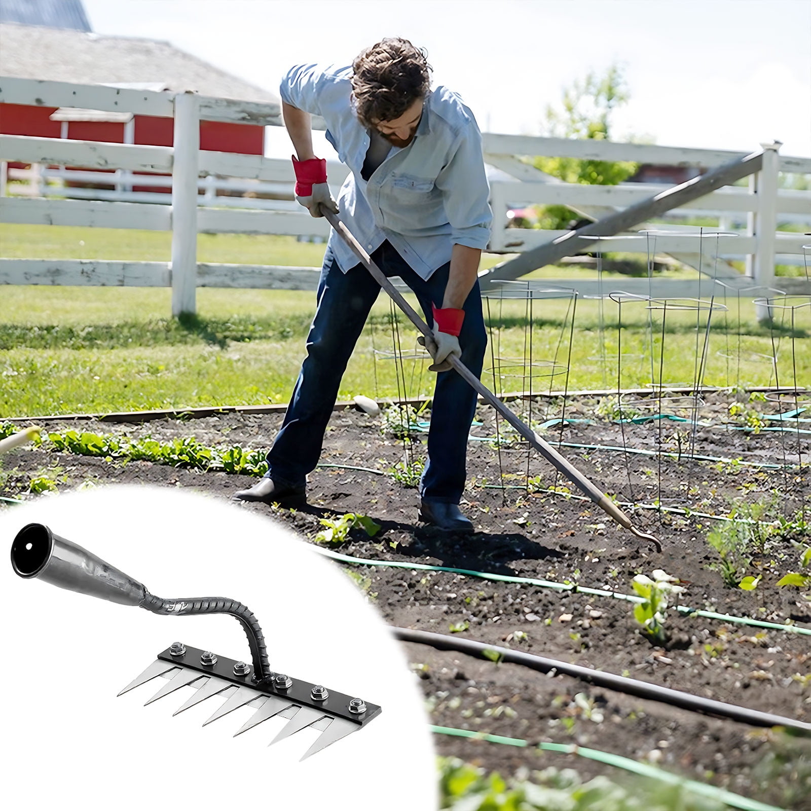 AYktou Rake Heavy Duty-Gardening Tools Rake for Leaves -Rake for ...