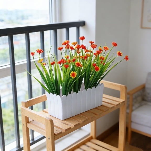 AYktou Rectangular Fence Flower Pots, Simulated Fence Decorative Planters Floral Containers Farmhouse Plant Pots Garden Plant Holder Flower Box Decoration for Indoor Outdoor Balcony Patio