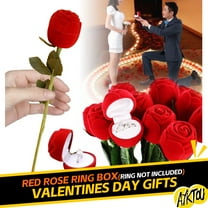 AYktou Red Rose Ring Box-Velvet Flower Shape Jewelry Box Case for Ring,Earring Boxes for Jewelry Gift for Proposal Ring,Ceremony,Wedding Valentine's Day or Special Occasion