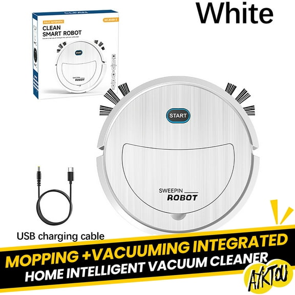 AYktou Robot Vacuum Cleaner -8.46in Intelligent Sweeping Robot Strong Suction Cleaning Robot Mopping and Vacuuming Robot Integrated Home Intelligent Robotic Vacuums for Pet Family Hair