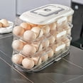 thumbnail image 1 of AYktou Rolling Egg Holder for Fridge, Double Row/3 Tiers Transparent Fridge Egg Organizer with Lid and Non-Slip Base Household Space-Saving 42-Egg Timer Slide-Type Roller Egg Storage Box, 1 of 6