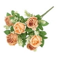 thumbnail image 1 of AYktou Roses Artificial Flowers-1 Bunches of Artificial White Pink Roses 5 Heads Plastic Flannel Flower SuiTables for Plants Decoration of Family Hotel Wedding Bouquet Christmas Office Tables, 1 of 11