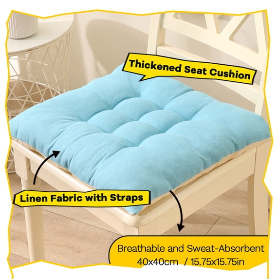 AYktou Seat Cushion 15.7*15.7in Soft Non-Slip Thickened Chair Cushions Candy Color Square Office Chair Cushion Breathable Linen Meditation Floor Pillow for Tatami Living Room Car Dorm Desk Chair
