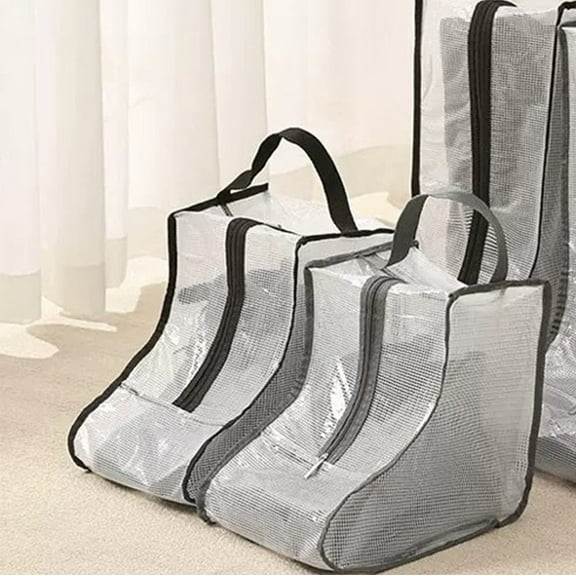 AYktou Short Boots Travel Bags for Women and Men, Luggage Stackable Storage Bags Household Transparent Dustproof & Waterproof Hanging Tote Shoe Bags Portable Shoe Cabinet Organizer Storage, Black