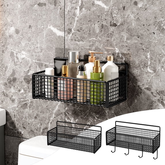 AYktou Shower Caddy,Bathroom Accessories Shower Organizer,No Drilling,Kitchen Storage Rustproof Stainless Steel Shower Shelves with Hooks,Shower Caddy Hanging Wires Basket Hanging Baskets