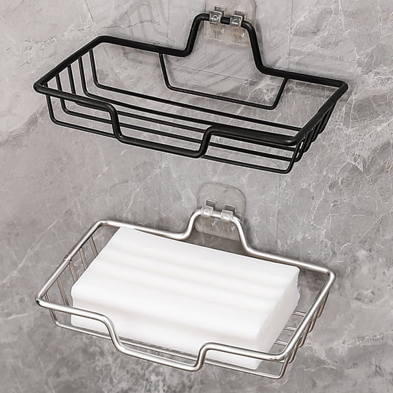 AYktou Shower Caddy Corner Shelf, Traceless Wall-Mounted Bathroom Storage Rack Kitchen Storage Basket, Wash Table Soap Holders with Hooks Adhesive Shower Shelf for Tissues Soap Towel
