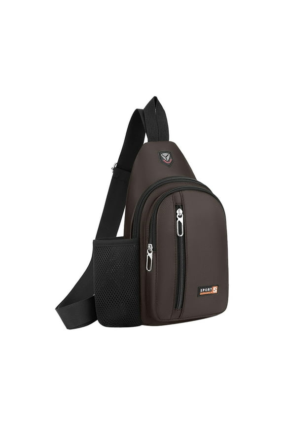 Sling Bag for Men Crossbody Bag for Women, Waterproof Shoulder Backpack Chest Bags Large Capacity Backpack with Earphone Hole, Multi-Pocket Sling Purse One Strap Travel Bag, Brown