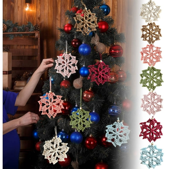 AYktou Snowflake Christmas Ornaments-Hand Woven Hollow Snowflake Pendants Christmas Tree Decorations Christmas Gift for Wedding Party Holiday Wall Decoration