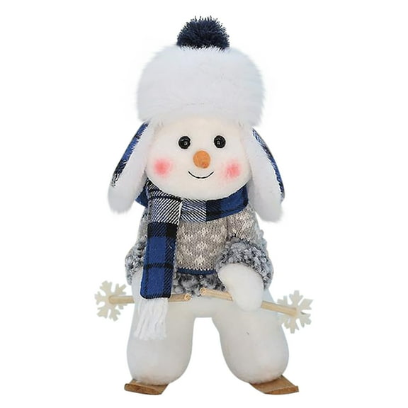 AYktou Snowman Christmas Decorations 11in Blue Snowman Doll Plush Standing Doll Christmas Ornaments for Fireplaces Home Decoration Children's Gift