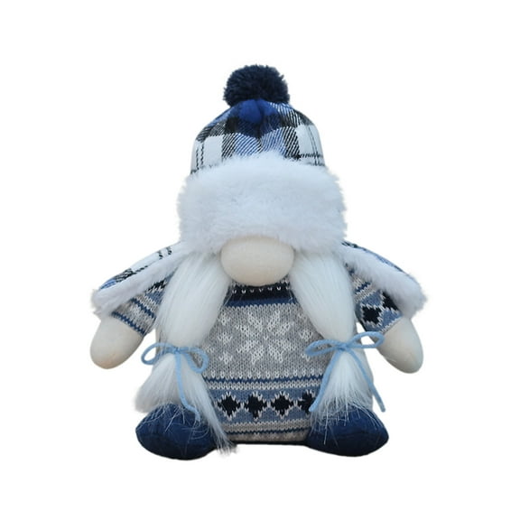 AYktou Snowman Christmas Decorations 8.66in Blue Faceless Dolls Knitted Standing Doll Christmas Gnomes Decorations for Christmas Tabletop Decorations for Fireplaces Home Decoration Gift