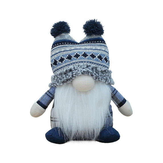 AYktou Snowman Christmas Decorations 8.66in Blue Faceless Dolls Knitted Standing Doll Christmas Gnomes Decorations for Christmas Tabletop Decorations for Fireplaces Home Decoration Children's Gift
