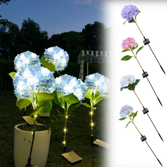 AYktou Solar Garden Lights-80cm/31.5" Bigger Hydrangea Flowers Lights,4 Colors Hydrangea Solar Powered Light,Waterproof Outside Lights with Solar Panel for Outdoor Patio Yard Garden Decoration